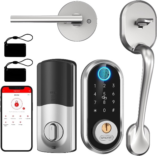 SMONET Smart Front Door Lock Set with Alexa Deadbolt and Bluetooth Digital Keypad
