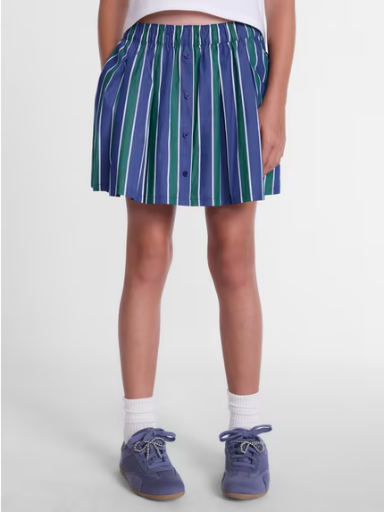Weekend Academy Striped Button Front Pleated Skort, Sizes 4-12
