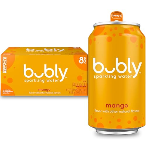8 Pack of bubly Sparkling Water, Mango, Zero Sugar Seltzer Water, 12 Fl. Oz. Cans