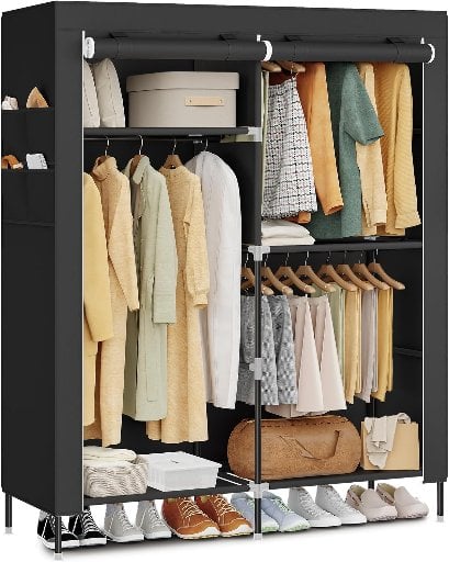 SONGMICS Portable Closet Fabric Wardrobe with 3 Hanging Rods, 50 x 17.7 x 70.9 Inches Deal