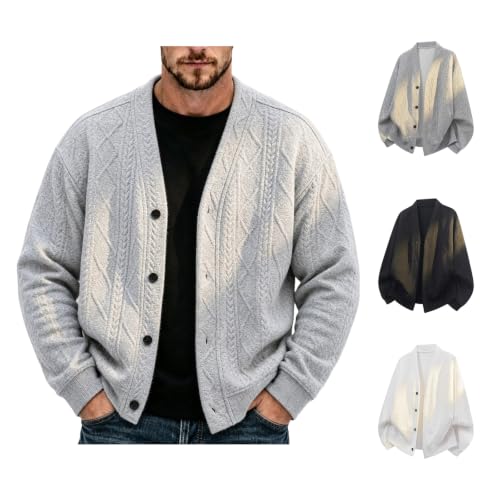 Men V Neck Button Down Plus Size Cardigan