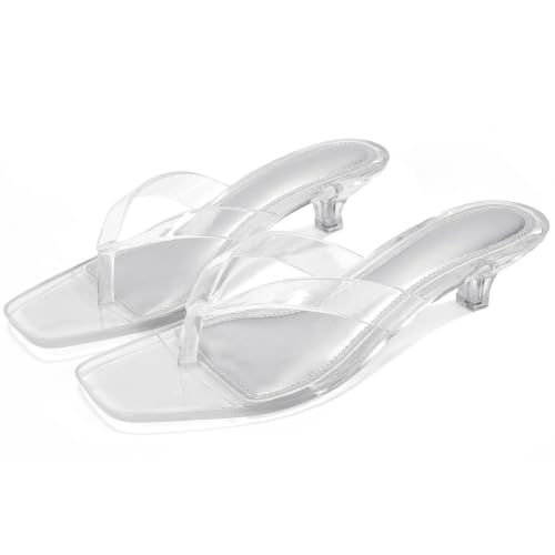 Jelly Thong Kitten Heel Sandals for Women