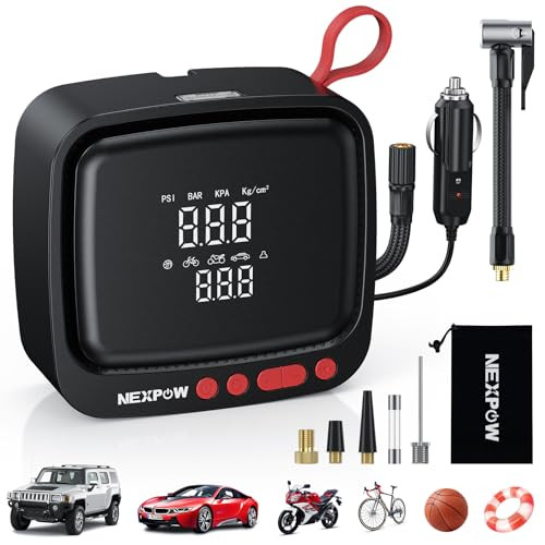 NEXPOW 150PSI 12V Portable Tire Inflator w/ Dual Digital Pressure Gauge