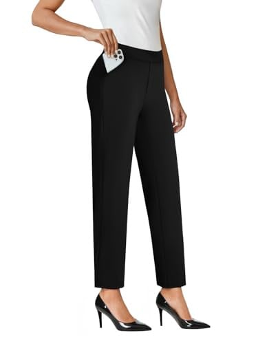 COPYLEAF Ankle Dress Pants Women High Waisted Work Travel Pants with Pockets Stretchy Business Casual Slack Deal