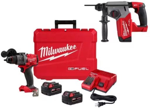 Milwaukee M18 FUEL 18V 1/2 in. Hammer Drill Driver Kit w/1 in. SDS-PLUS Rotary Hammer Deal