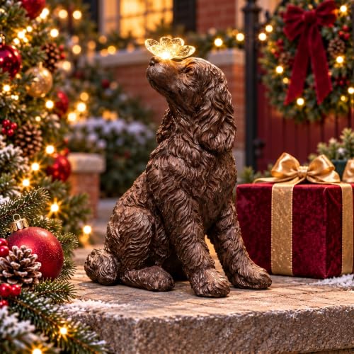 Lyeasw Solar Dog Statue with Butterfly