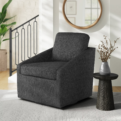 Studio Living Harvard Modern Swivel Accent Chair Black Chenille Fabric Deal
