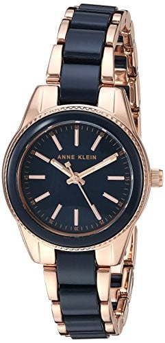 Anne Klein Women's Rose Gold-Tone and Navy Blue Resin Bracelet Watch Deal