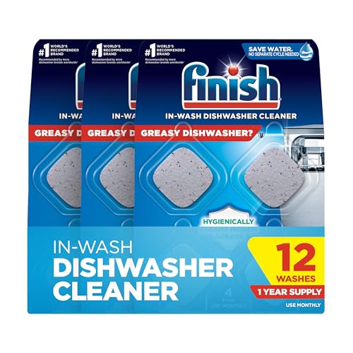 Finish Dishwasher Cleaner Tablets, Grease & Grime Remover, 12-Count
