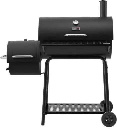 Royal Gourmet 28" Barrel Charcoal Grill w/ Smoker and Front Table