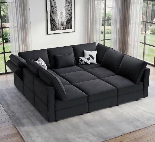 Vesgantti 92" 9 Seats Modular Sectional Sleeper Sofa with Storage  Deal
