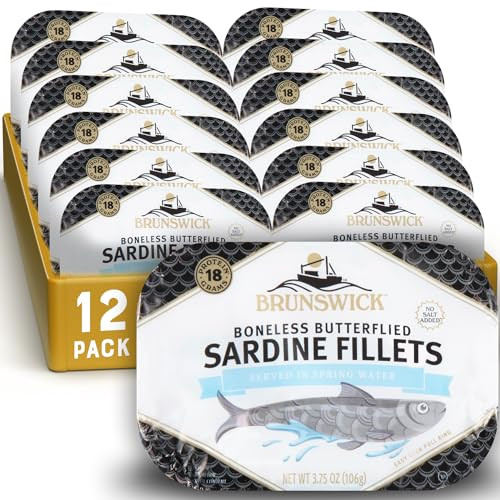 12 Pack of Brunswick Sardines in Spring Water 3.75 oz Cans
