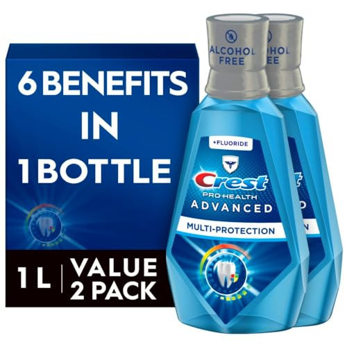 Crest Pro-Health Advanced Mouthwash, Alcohol Free, Multi-Protection, Fresh Mint, (2 X 2-Packs)