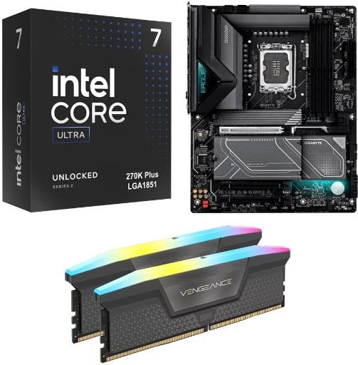 Intel Core Ultra 7 270K Plus, GIGABYTE Z890 EAGLE WiFi7 Plus 1851, Corsair Vengeance RGB 32GB DDR5-6000 Kit Bundle Deal
