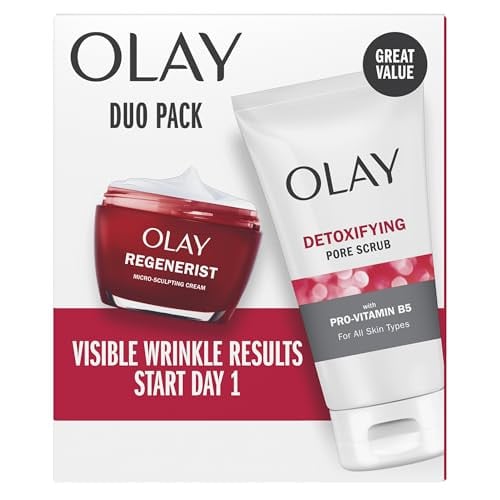 Olay Regenerist Advanced Anti-Aging Pore Scrub Cleanser (5.0 Oz) and Micro-Sculpting Face Moisturizer Cream (1.7 Oz) Skin Care Duo Pack, Total 6.7 Ounces Deal