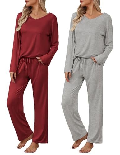 Ekouaer Women's 2 Pack Long Sleeve Pajama Sets Deal