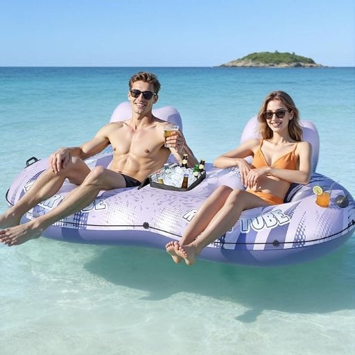 2 Person Heavy Duty River Float with Removable Cooler & Cupholders Deal