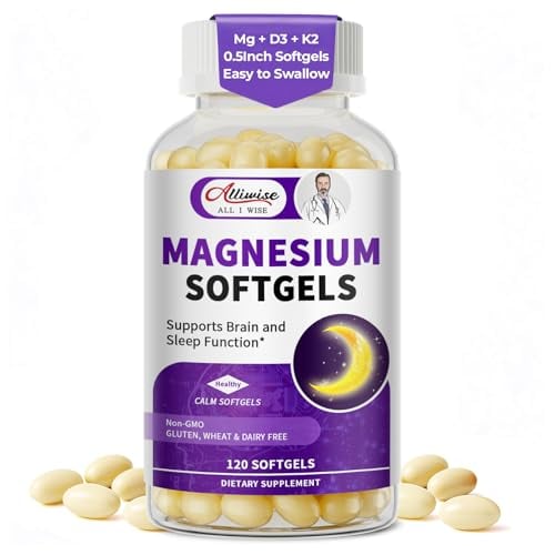 Magnesium Glycinate 400mg with D3 K2 Vitamin 10000 IU 120 Gelcaps Deal