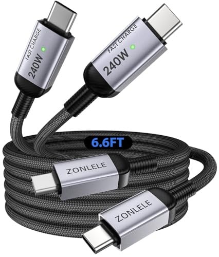 ZONLELE 2-Pack 6.6ft 240W USB C to USB C Cable Deal