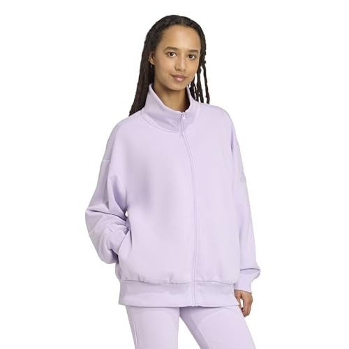 adidas Women's All SZN Soft Lux Loose Full-Zip Track Top, Powder Plum