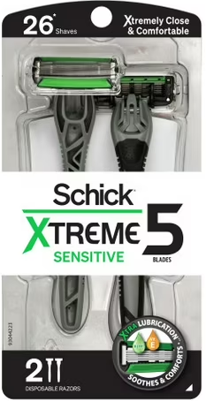 Schick Xtreme 5 Sensitive Disposable Razor 2pk