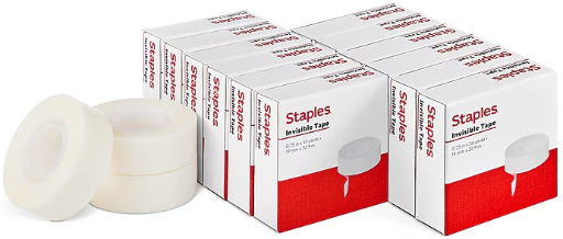 Staples Invisible Clear Tape 0.75" x 36 yds. 12 Rolls Deal