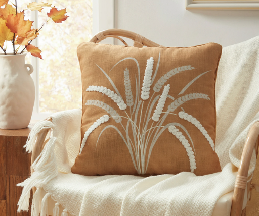 Way to Celebrate Wheat Reversible Decorative Pillow 18" x 18"