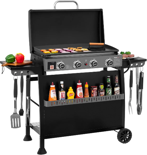 Royal Gourmet 30-Inch 4-Burner Gas Griddle with Hood and Removable Standing Cart Deal