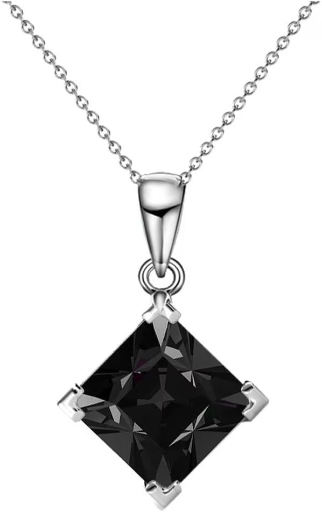 Cate & Chloe Samantha 18k White Gold Plated Pendant Necklace with Black Swarovski Crystal