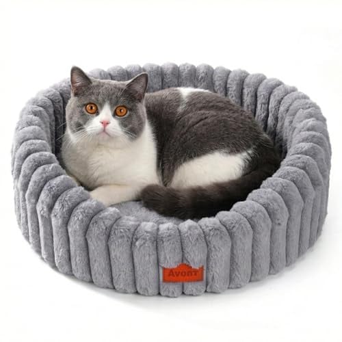 Avont Fluffy Cat Bed for Indoor Cats, Grey Deal
