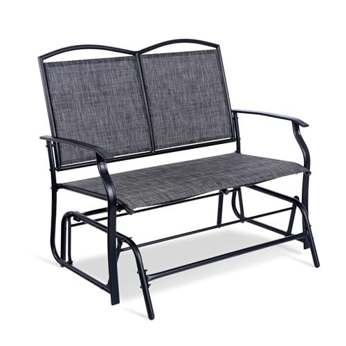 Backyard Expressions 43.7" 2-Person Outdoor Glider Bench w/ Powder Coated Steel Frame
