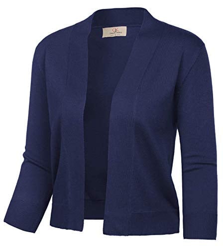 GRACE KARIN Women's Knit Cropped 3/4 Sleeve Cardigan Sweater