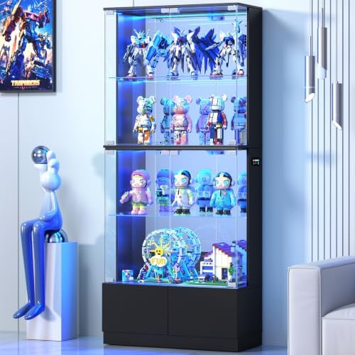 RGB Glass Display Cabinet with Drawers