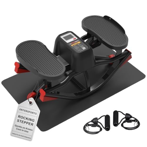EnterSports U-Track Rocking Exercise Stepper with Resistance Bands (330-lb Capacity)