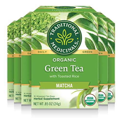 6-Pack 96-Count Traditional Medicinals Organic Green Tea (Matcha with Toasted Rice)