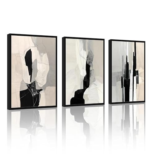 ELSKER&HOME Abstract Framed Canvas Wall Art 3 Piece 12x16 Inch