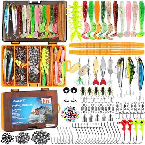 PLUSINNO 137-Piece Fishing Lures Tackle Box Deal