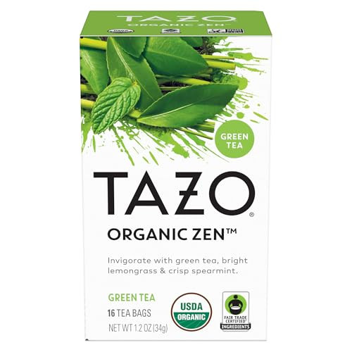 Tazo Organic Zen Caffeinated Green Tea Bags (Lemongrass & Spearmint) 16-Count