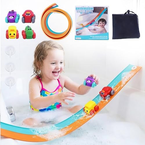 8-Piece Extra Long Flexible Bathtub Track Set with 4 Mini Cars Deal