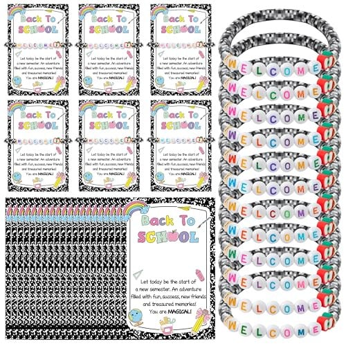 48-Pack First Day of School Composition Notebook Theme Clay Bead Bracelets Deal