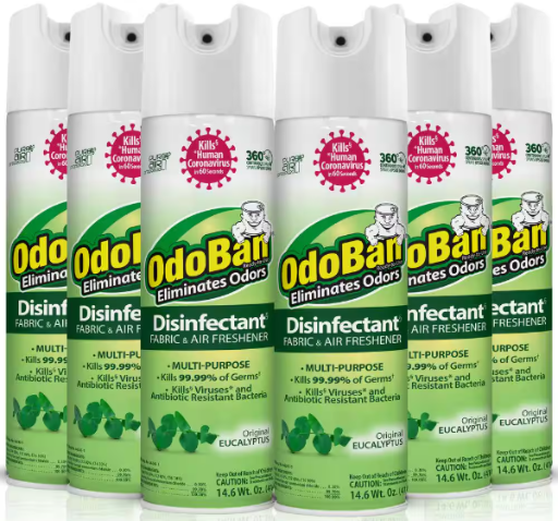 6-Pack 14.6-Oz OdoBan Multi-Purpose Disinfectant & Fabric Freshener Spray Deal