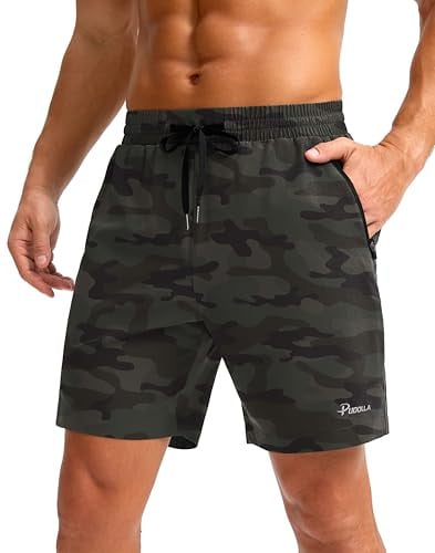 Pudolla Men's 7" Running Shorts w/ Zipper Pockets