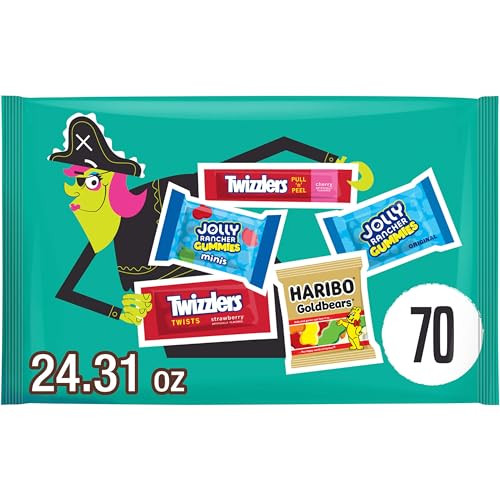 HARIBO, JOLLY RANCHER and TWIZZLERS Assorted Fruit Flavored Halloween Candy (70 Pieces)