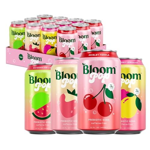 (Prime Deal) Bloom Pop Prebiotic Soda 12-Pack Variety Pack 12oz Cans