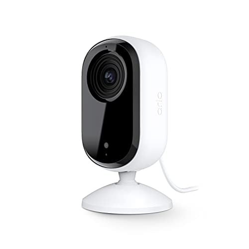 Arlo Essential Indoor Security Camera 2K (2nd Gen, 2023 Release) - Wired Plug-in Power 1 Cam, White
