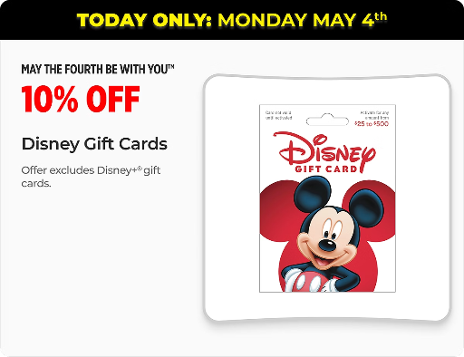 Disney Gift Cards 10% Off Deal