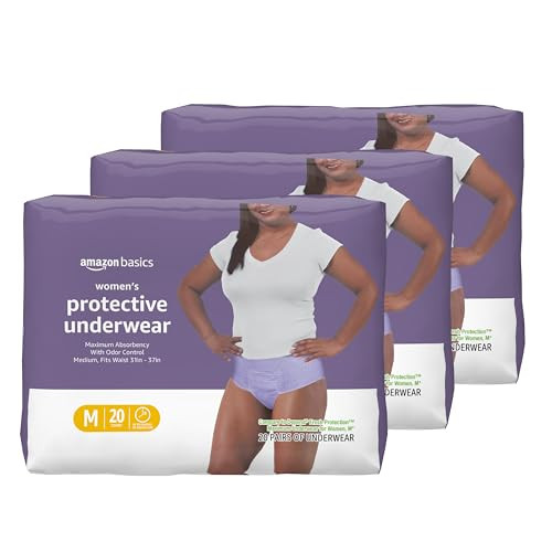 Amazon Basics Incontinence Underwear for Women Maximum Absorbency, 60 Count