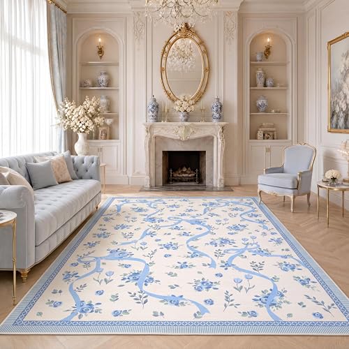 GarveeHome Floral Bow 8x10 Area Rug (blue/beige) Deal