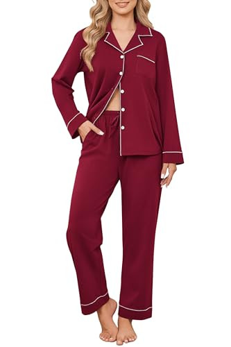 Ekouaer Cotton Long Sleeve Pajama Set