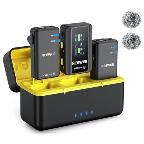 NEEWER CM28 PRO Wireless Lavalier Lapel Microphone System w/ Charging Case